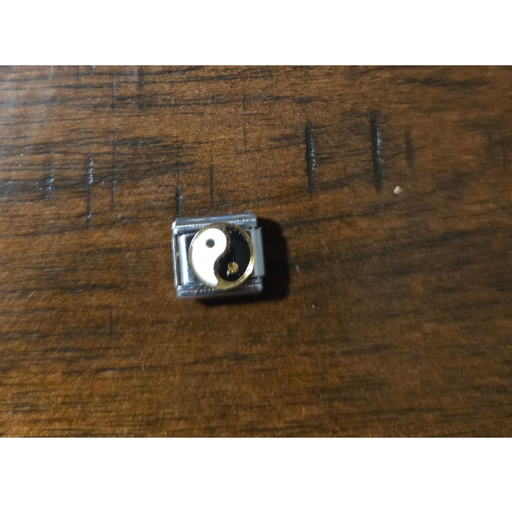 Yin Yang Italian Charm Link Stainless Steel 9mm Silver Gold Tone Enamel Balance